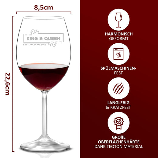Weinglas mit Gravur | King & Queen  - Leonardo