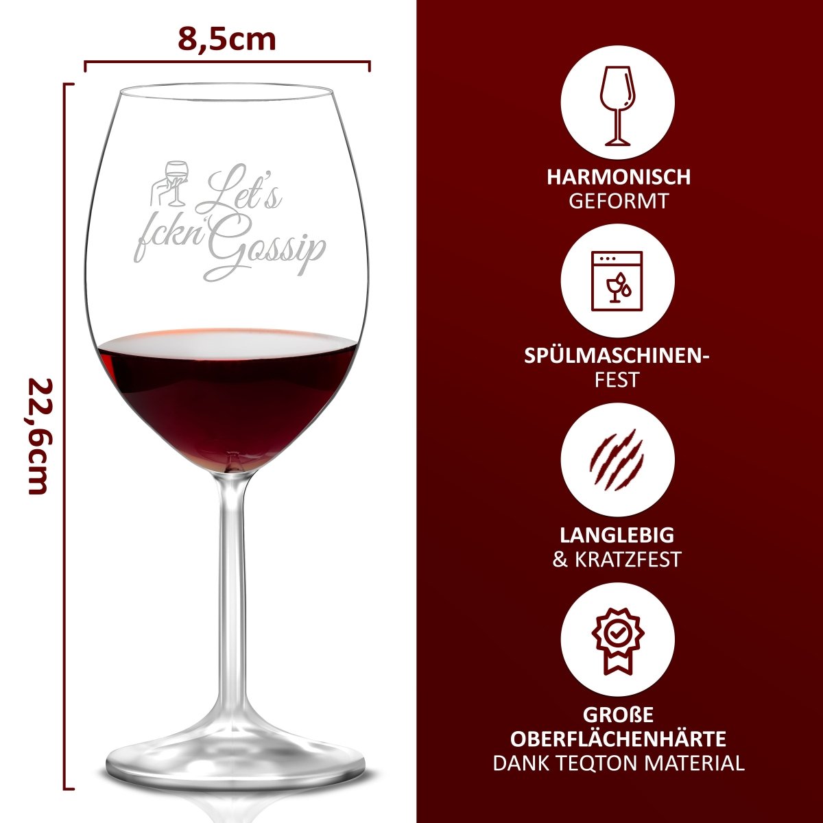 Weinglas mit Gravur | let's fuckin' gossip  - Leonardo