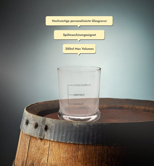 Whiskyglas mit Gravur mit Füllmengenmotiv | Geschenke für Vatertag  - Geschenkfreude