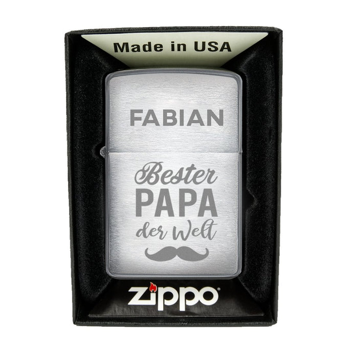 Zippo Feuerzeug mit Gravur | Brushed Steel | best Dad  - Zippo