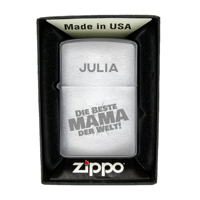 Zippo Feuerzeug mit Gravur | Brushed Steel | Beste Mama  - Zippo