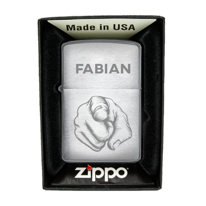 Zippo Feuerzeug mit Gravur | Brushed Steel | Du  - Zippo