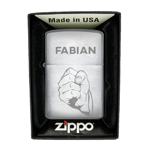 Zippo Feuerzeug mit Gravur | Brushed Steel | Faust  - Zippo