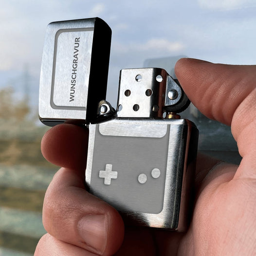 Zippo Feuerzeug mit Gravur | Brushed Steel | Gameboy  - Zippo