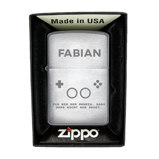 Zippo Feuerzeug mit Gravur | Brushed Steel | Gamer  - Zippo