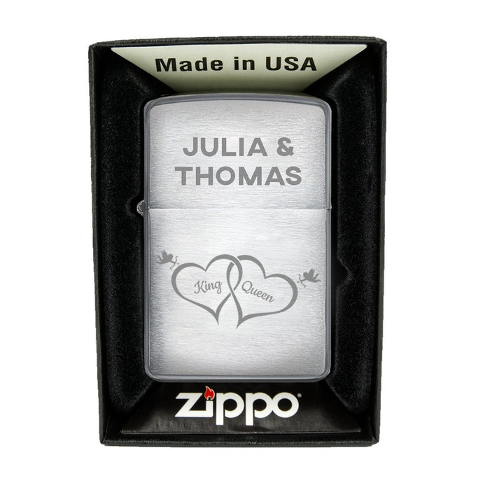 Zippo Feuerzeug mit Gravur | Brushed Steel | King Queen  - Zippo