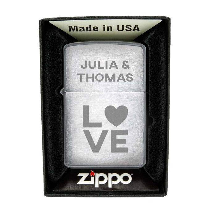 Zippo Feuerzeug mit Gravur | Brushed Steel | Love  - Zippo