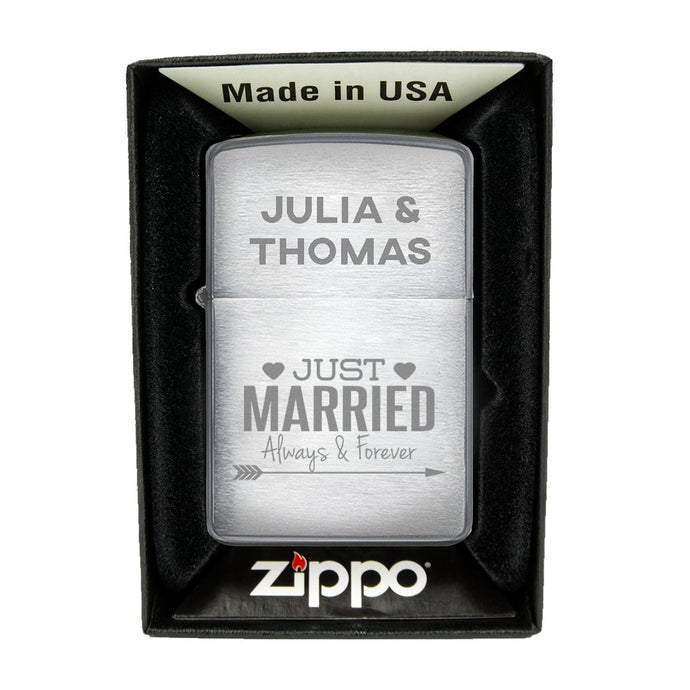 Zippo Feuerzeug mit Gravur | Brushed Steel | Married  - Zippo