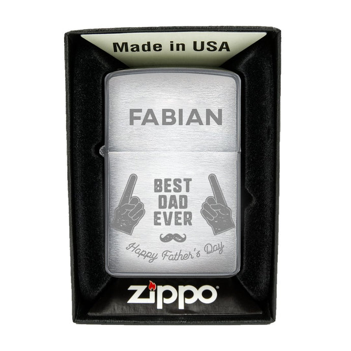 Zippo Feuerzeug mit Gravur | Brushed Steel | Papa Vatertag  - Zippo