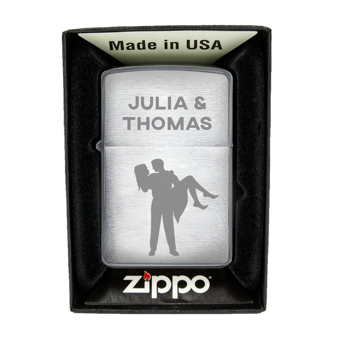 Zippo Feuerzeug mit Gravur | Brushed Steel | Pärchen  - Zippo