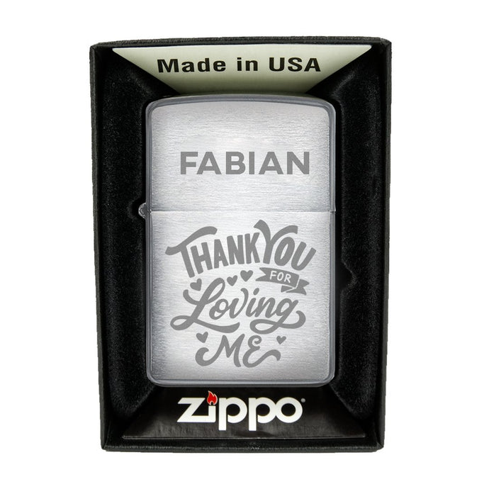 Zippo Feuerzeug mit Gravur | Brushed Steel | Thank you  - Zippo