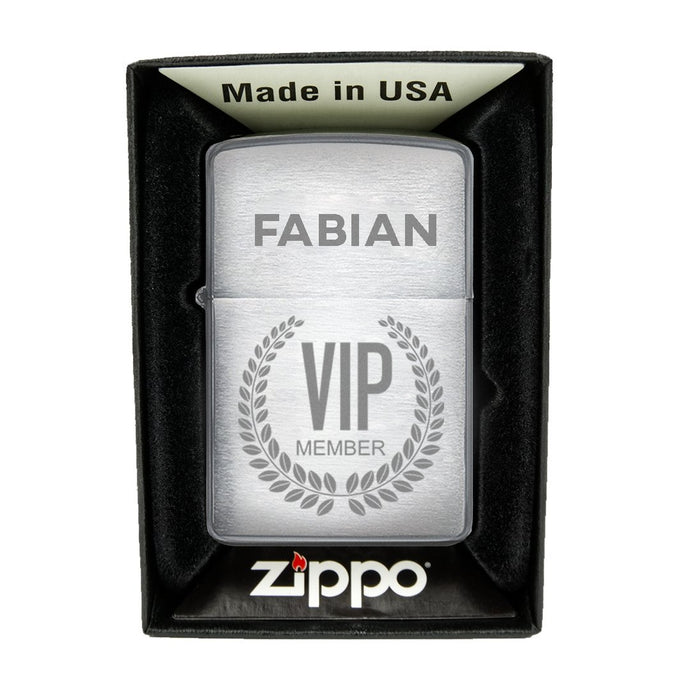 Zippo Feuerzeug mit Gravur | Brushed Steel | VIP  - Zippo