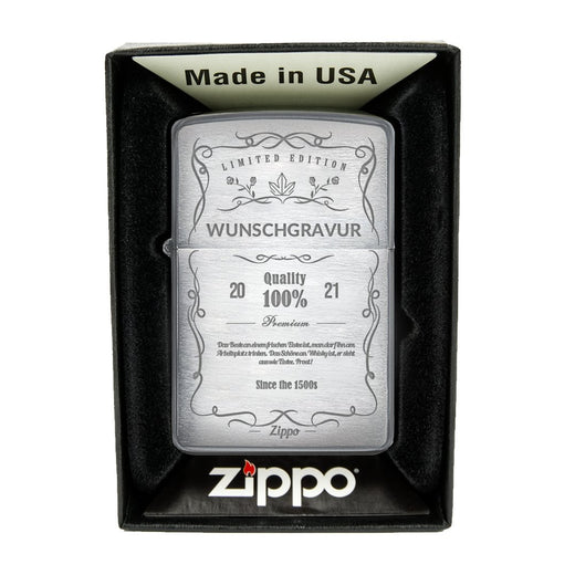 Zippo Feuerzeug mit Gravur | Brushed Steel | Whisky  - Zippo